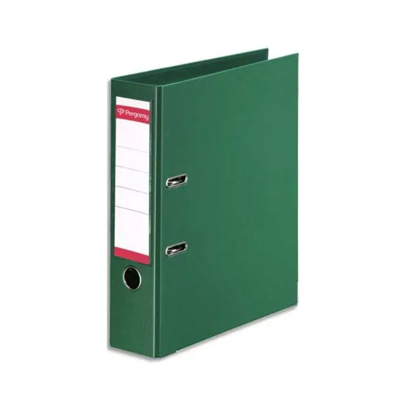 PERGAMY Classeur à levier en polypropylène intérieur/extérieur. Dos 8cm. Format A4. Coloris vert foncé