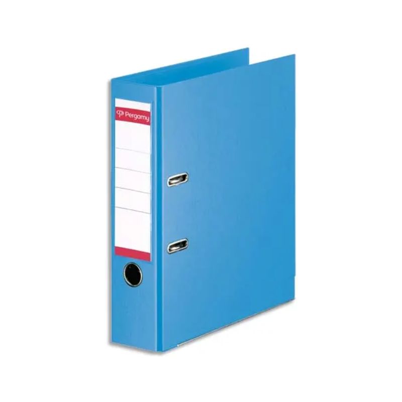 PERGAMY Classeur à levier en polypropylène intérieur/extérieur. Dos 8cm. Format A4. Coloris bleu ciel