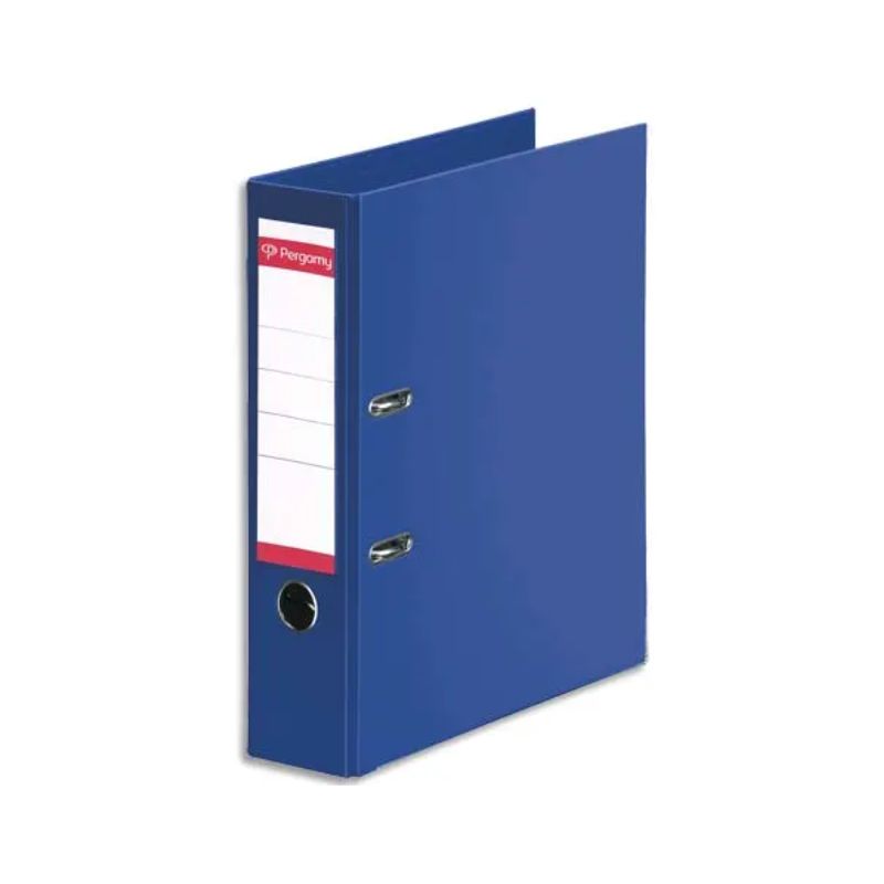PERGAMY Classeur à levier en polypropylène intérieur/extérieur. Dos 8cm. Format A4. Coloris bleu foncé