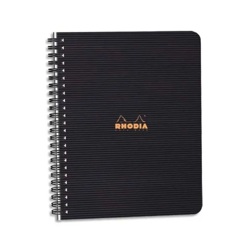 RHODIA Cahier spirale couverture Noire PP 16x21cm