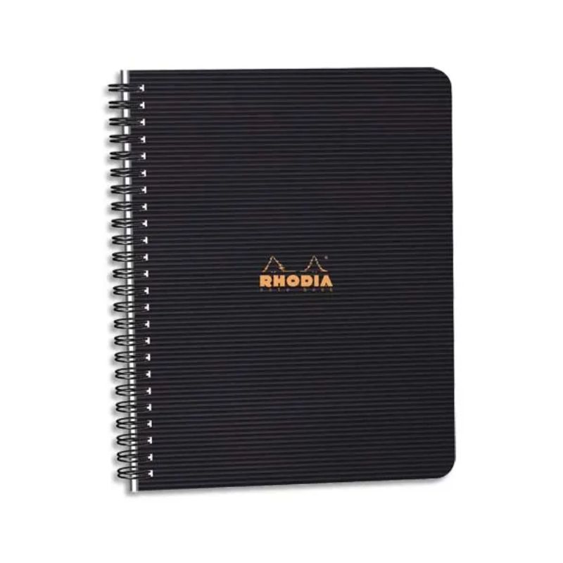 RHODIA Cahier spirale couverture Noire PP 16x21cm