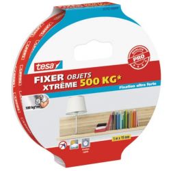 TESA Adhésif double face ultra fort format 5mx19mm pour fixer en intérieur et extérieur jusqu'à 500kg.