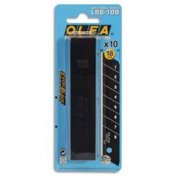 OLFA Etui de 10 lames pour cutter OLFA L1/GREEN, lame de 18mm LBB-10B