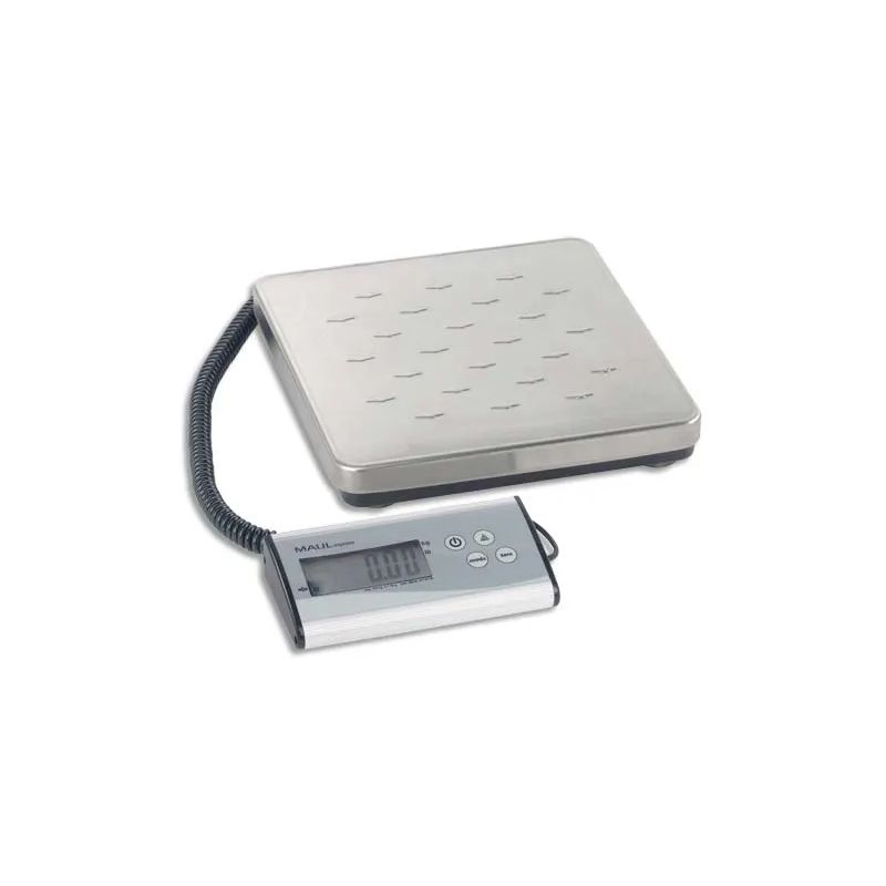 MAUL Pèse paquet MAULexpress à pile portée 120 kg, plateau 27x27 cm acier Pupitre L18x H3,8x P9cm argenté