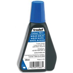 TRODAT Encre à tampon sans huile pour recharger tampons encreurs. Flacon de 28ml Bleu