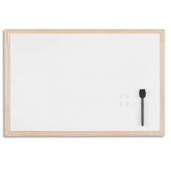 BI-SILQUE Tableau blanc magnétique, surface en acier laqué, cadre en bois de pin. Format 60x40 cm
