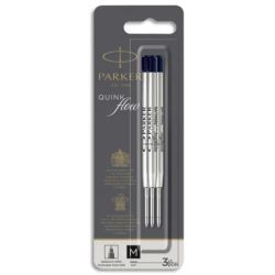 PARKER Blister de 3 recharges bille PARKER QuinkFlow. Pointe moyenne. Encre noire