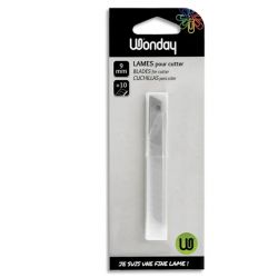 WONDAY Etui de 10 lames prédécoupées de 9 mm pour cutter de précision. Lames en acier inox trempé