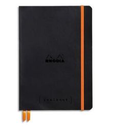 RHODIA Carnet Rhodiarama souple 14,8x21cm 240 pages points Dot / élastique. Couverture simili-cuir Noir