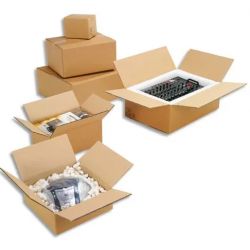Paquet de 20 caisses américaines simple cannelure en kraft écru - Dimensions : 60 x 40 x 30 cm