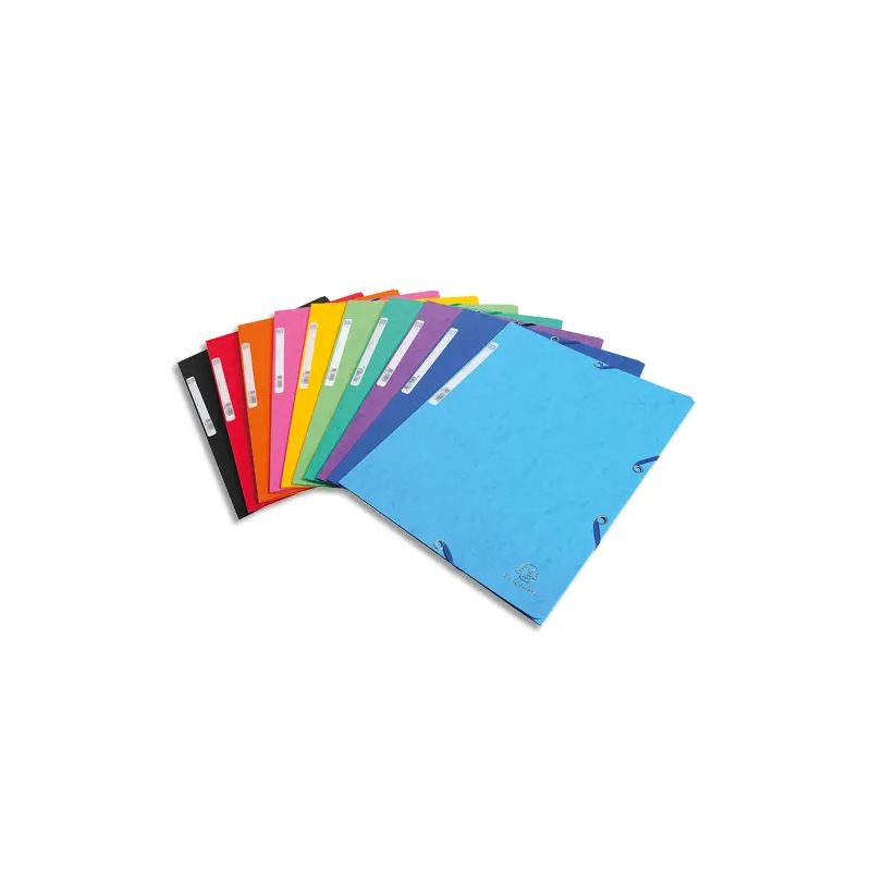 EXACOMPTA Chemise 3 rabats et élastique, en carte lustrée 5/10e, 400gr. Format 24x32cm. Coloris assortis