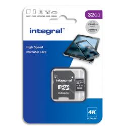  INTEGRAL Carte Micro SDHC+adaptateur 32Go V30 U3 A1 Class 10 UHS-I 100MB/s