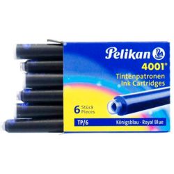 Cartouche pelikan courte standard bleu effaçable étui 6 unités.