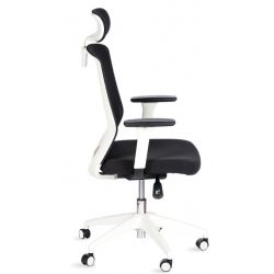 FAUTEUILSCOTT SYNCHRONE NOIR/NOIR STRUCTURE BLANCHE AVEC APPUI-TÊTE