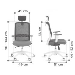 FAUTEUILSCOTT SYNCHRONE NOIR/NOIR STRUCTURE BLANCHE AVEC APPUI-TÊTE