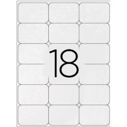 Étiquette adhésive q-connect 66x46.6mm coins arrondis imprimante jet encre laser copieur boîte 100 feuilles 1800 unités.