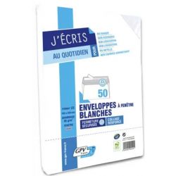GPV Paquet de 50 enveloppes Blanches auto-adhésives 80 grammes format 162x229mm fenêtre 45x100 réf 529
