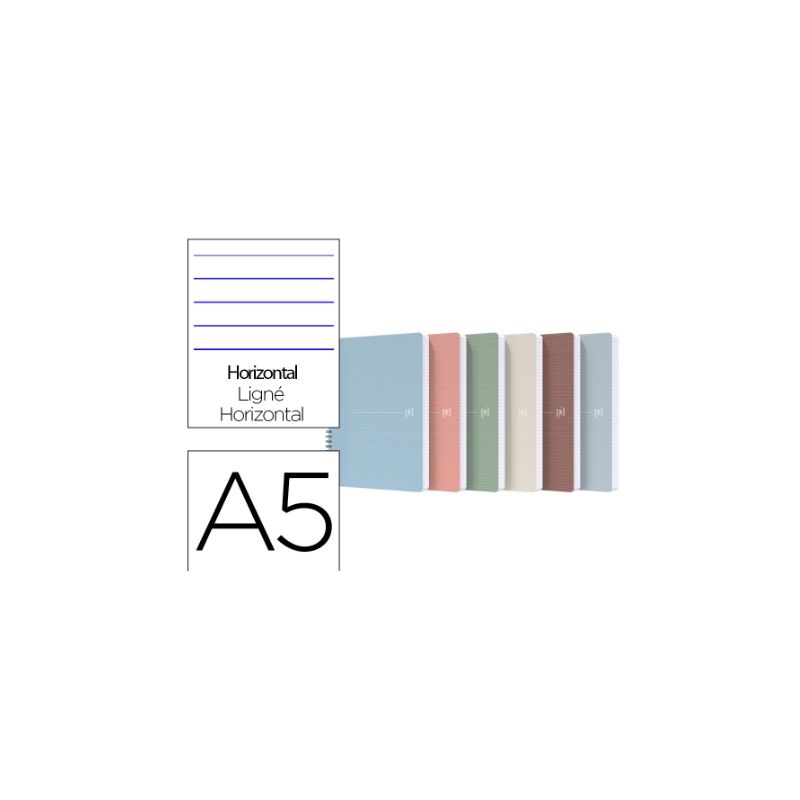 OXFORD Cahier carte recyclée My Rec'Up à spirale 180 pages 90g lignées 7mm. Format 14,8x21 cm