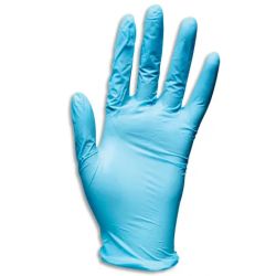 Boîte de 100 gants nitrile bleu standard medical et alimentaire. Taille S