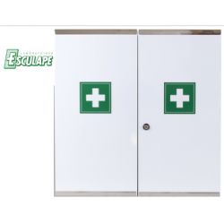 LABORATOIRES ESCULAPE Armoire à Pharmacie 2 portes double en metal, serrure à clé 53 x 53 x 20 cm