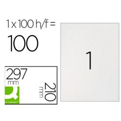 Q-CONNECT Étiquette adhésive 210x297mm coins arrondis boîte de 100 feuilles 100 unités