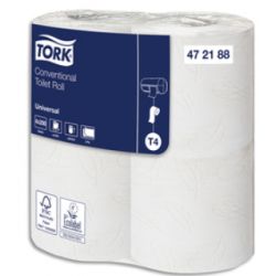 TORK Colis de 8 paquets de 6 rouleaux Papier toilette traditionnel Universal Blanc 2 plis 200 feuilles
