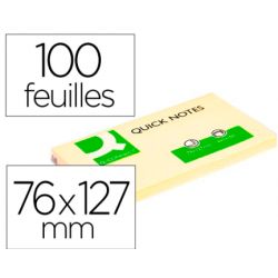 Bloc-notes q-connect quick notes 76x127mm 1 bloc 100f repositionnables coloris jaune.