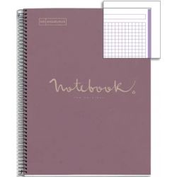 MIQUELRIUS Cahier carte spirale ECO EMOTION 21x29,7cm 160 pages 80g 5x5. Coloris lavande