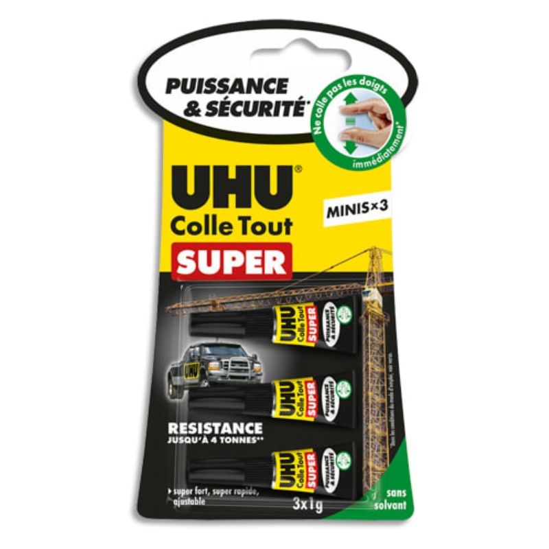 UHU 3 mini-tubes 1g de colle Strong and Safe