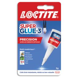 SUPER GLUE Flacon 5g Colle instantanée liquide Précision