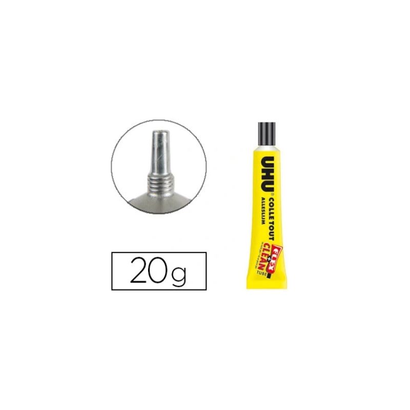 UHU Tube de 20g de colle liquide Flex and Clean avec solvant