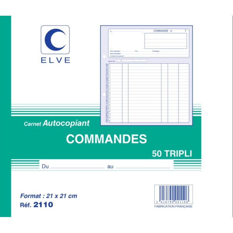 Manifold elve autocopiant 210x 210mm foliotage 50 triplis commandes.