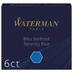 WATERMAN Etui de 6 mini cartouches encre Bleue sérénité