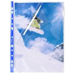 EXACOMPTA Sachet de 25 pochettes perforées A4 PP transparent lisse 6/100. Ouverture en coin 2/3 hauteur