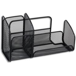 ALBA Organiseur de bureau en métal Mesh, 3 compartiments - Dim : L21 x H12,5 x P10 cm. Coloris noir