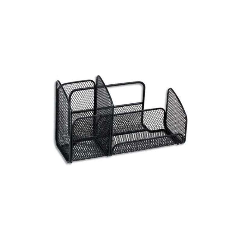 ALBA Organiseur de bureau en métal Mesh, 3 compartiments - Dim : L21 x H12,5 x P10 cm. Coloris noir