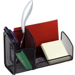 ALBA Organiseur de bureau en métal Mesh, 3 compartiments - Dim : L21 x H12,5 x P10 cm. Coloris noir