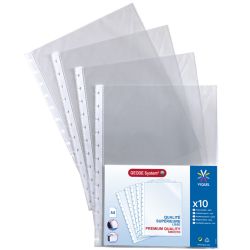 VIQUEL Sachet de 10 pochettes perforées à ouverture haut pour reliure Géode Méteor polypropylène 6,5/100e