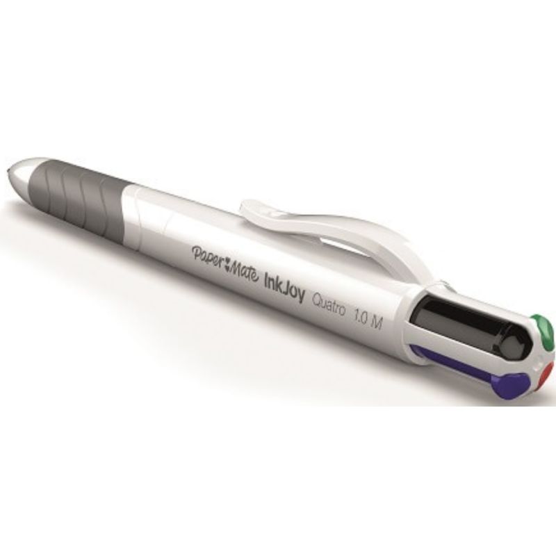 PAPERMATE Stylo bille rétractable 4 couleurs INKJOY QUATRO standard : Noir,Bleu,Rouge,vert