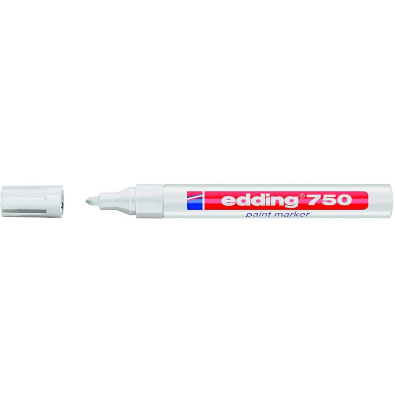 Marqueur edding permanent peinture e750 pointe moyenne 2/4mm encre laquée opaque tous supports résistant chaleur blanc.