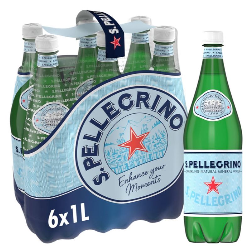 SAN PELLEGRINO : Pack de 6 bouteilles d'eau minérale naturelle gazeuse