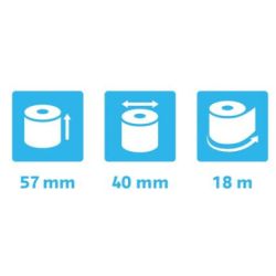 Bobine thermique exacompta tickets carte bancaire 1 pli sans bpa 57x40mm mandrin 12mm métrage 18m lot 10 rouleaux.