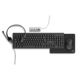 MOBILITY LAB Kit 5en1:Souris sans fil/Clavier sans fil/Hub USB/Casque Jack 3,5mm/Tapis de Souris ML308463