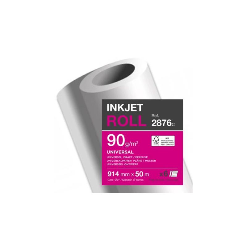 Bobine traceur Clairefontaine CLAIRJET 914mm x 50m 90g 2876C