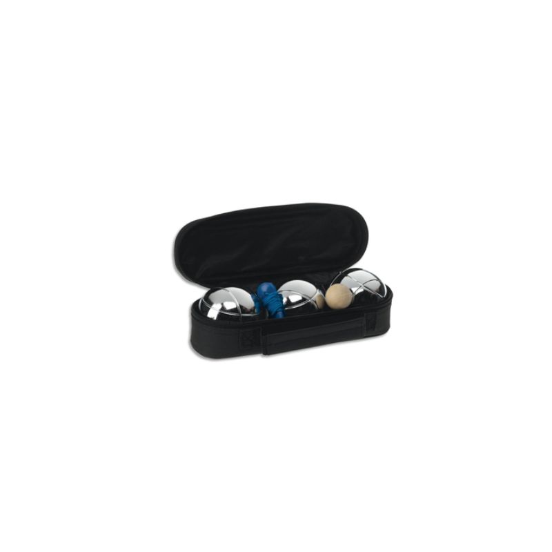Jeu de pétanque 3 boules, Ø : 7,2cm, poids 715g, cochonnet bois & mètre ruban, dans 1 sac nylon 600D noir