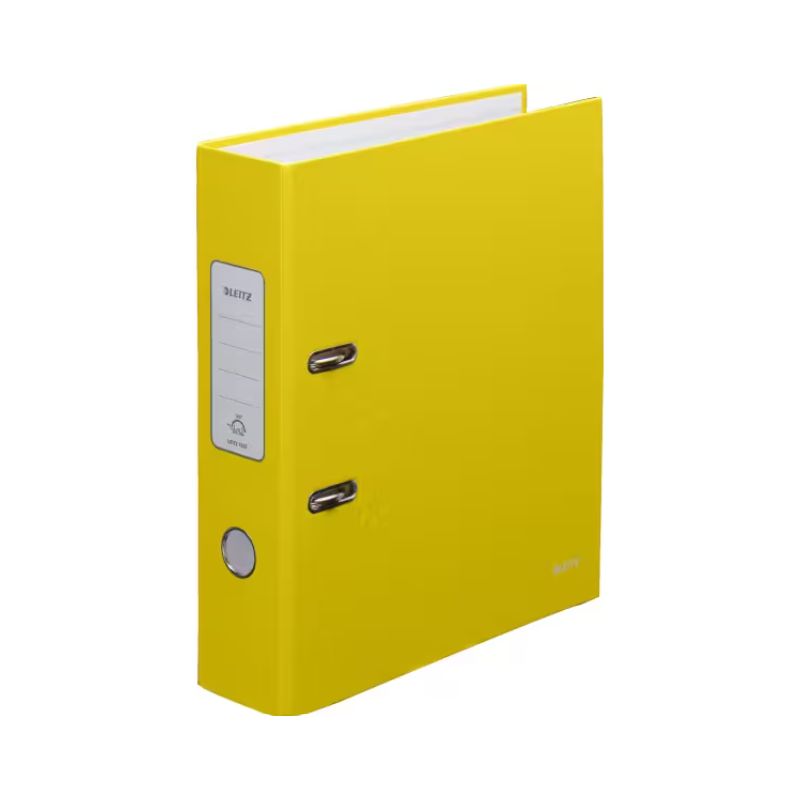 LEITZ Classeur à levier WOW 180°, A4, 8 cm, carton pelliculé, coloris Jaune