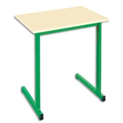 SODEMATUB Table scolaire MONOPLACE, hêtre, plateau 70 x 50 cm, hauteur 76 cm, taille 6, Vert