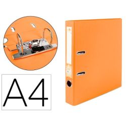 Classeur levier liderpapel a4 documenta carton rembordé 1,9mm dos 52mm rado métallique coloris orange.