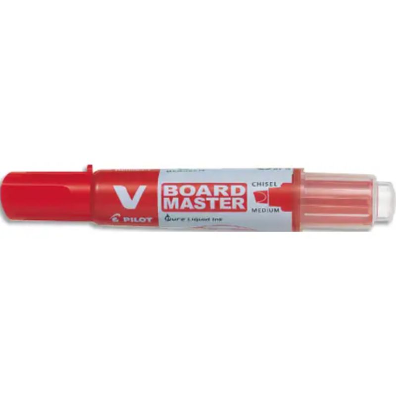 PILOT Marqueur effaçable à sec rechargeable VBOARD MASTER. Pointe biseautée moyenne. Encre liquide rouge