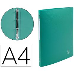 EXACOMPTA Classeur 4 anneaux OPAK dos 2cm en PP 5/10e. Sans étiquette de dos. Coloris vert
